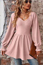 Load image into Gallery viewer, Peplum V-Neck Long Sleeve Blouse