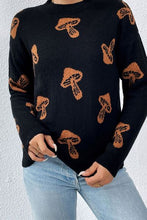 Load image into Gallery viewer, Printed Mock Neck Dropped Shoulder Sweater