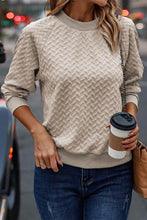 Load image into Gallery viewer, Texture Round Neck Long Sleeve Sweatshirt