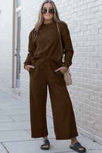 Load image into Gallery viewer, DOORBUSTER DEAL: Take Full Size Textured Long Sleeve Top and Drawstring Pants Set
