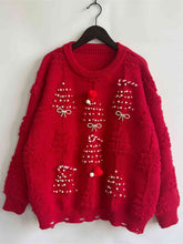 Load image into Gallery viewer, Pearl Detail Round Neck Long Sleeve Sweater
