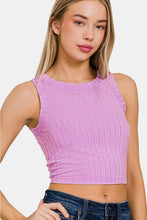 Load image into Gallery viewer, Zenana Ribbed Round Neck Cropped Tank