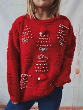 Load image into Gallery viewer, Pearl Detail Round Neck Long Sleeve Sweater