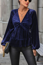 Load image into Gallery viewer, Twisted Layered Plunge Raglan Sleeve Blouse
