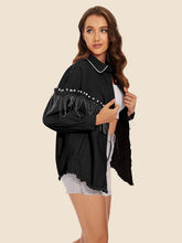 Load image into Gallery viewer, Raw Hem Fringe Detail Denim Jacket