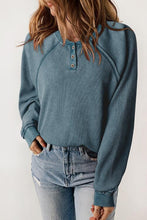 Load image into Gallery viewer, Half Button Round Neck Long Sleeve Sweatshirt
