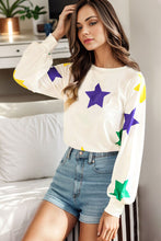 Load image into Gallery viewer, Star Print Round Neck Lantern Sleeve T-Shirt
