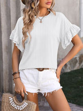 Load image into Gallery viewer, Ruffled Round Neck Short Sleeve Blouse