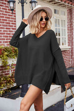 Load image into Gallery viewer, V-Neck Slit Exposed Seam Sweater