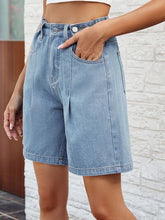 Load image into Gallery viewer, High Waist Denim Shorts with Pockets