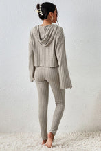 Load image into Gallery viewer, Lettuce Hem Dropped Shoulder Hooded Top and Pants Set