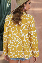 Load image into Gallery viewer, Printed Notched Long Sleeve Blouse