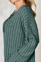 Load image into Gallery viewer, Basic Bae Full Size Ribbed Half Button Long Sleeve T-Shirt