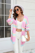 Load image into Gallery viewer, Color Block Ribbed Dropped Shoulder Open Front Cardigan