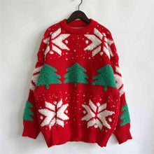 Load image into Gallery viewer, Snowflake Round Neck Long Sleeve Sweater