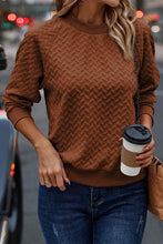 Load image into Gallery viewer, Texture Round Neck Long Sleeve Sweatshirt