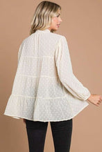 Load image into Gallery viewer, Culture Code Full Size Swiss Dot Smocked Mock Neck Blouse