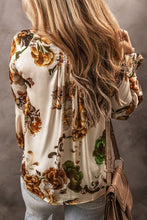 Load image into Gallery viewer, Printed Notched Long Sleeve Blouse