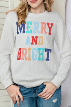 Load image into Gallery viewer, MERRY AND BRIGHT Cable Knit Pullover Sweatshirt
