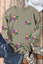 Load image into Gallery viewer, Sequin Round Neck Dropped Shoulder Sweatshirt
