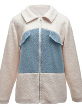 Load image into Gallery viewer, Plush Contrast Zip Up Coat