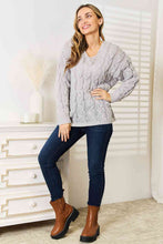 Load image into Gallery viewer, Woven Right Cable-Knit Hooded Sweater