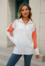 Load image into Gallery viewer, Two-Tone Collared Neck Dropped Shoulder Knit Top