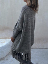 Load image into Gallery viewer, Fringe Detail Long Sleeve Sweater with Pockets