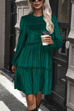 Load image into Gallery viewer, Smocked Balloon Sleeve Frill Trim Tiered Dress