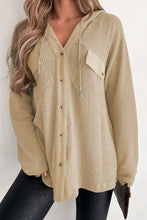 Load image into Gallery viewer, Waffle-Knit Button Up Drawstring Hoodie