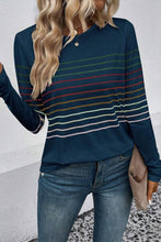 Load image into Gallery viewer, Striped Round Neck Long Sleeve T-Shirt