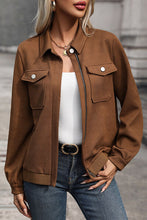 Load image into Gallery viewer, Textured Zip Up Collared Neck Jacket