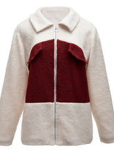 Load image into Gallery viewer, Plush Contrast Zip Up Coat