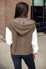 Load image into Gallery viewer, Fuzzy Zip Up Drawstring Hooded Jacket