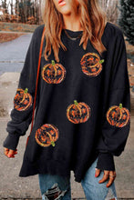Load image into Gallery viewer, Pumpkin Print Dropped Shoulder Sweatshirt