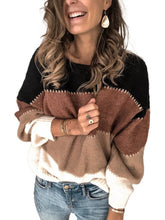 Load image into Gallery viewer, Color Block Round Neck Sweater