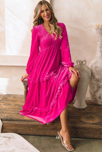 Load image into Gallery viewer, Frill V-Neck Balloon Sleeve Tiered Dress