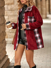 Load image into Gallery viewer, Plaid Contrast Dropped Shoulder Coat