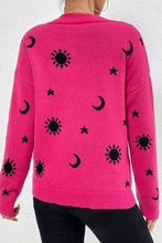 Load image into Gallery viewer, Printed Mock Neck Dropped Shoulder Sweater