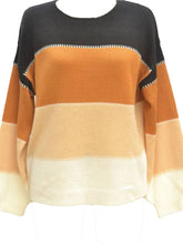 Load image into Gallery viewer, Color Block Round Neck Sweater
