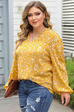Load image into Gallery viewer, Plus Size Notched Neck Smocked Blouse
