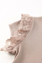 Load image into Gallery viewer, Lace Detail Round Neck Cap Sleeve T-Shirt