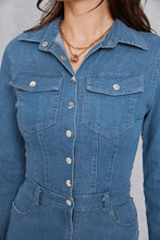 Load image into Gallery viewer, Snap Down Denim Jumpsuit with Pockets
