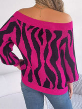 Load image into Gallery viewer, Off-Shoulder Animal Print Long Sleeve Sweater
