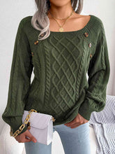 Load image into Gallery viewer, Decorative Button Cable-Knit Sweater