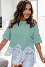 Load image into Gallery viewer, Fringe Round Neck Short Sleeve T-Shirt