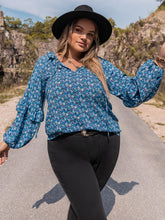 Load image into Gallery viewer, Plus Size Tie Neck Ruffled Blouse