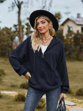 Load image into Gallery viewer, Zip Up Drawstring Long Sleeve Hooded Jacket