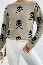 Load image into Gallery viewer, Printed Mock Neck Dropped Shoulder Sweater