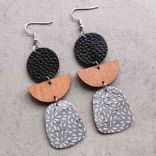 Load image into Gallery viewer, Leather &amp; Wood Drop Earrings